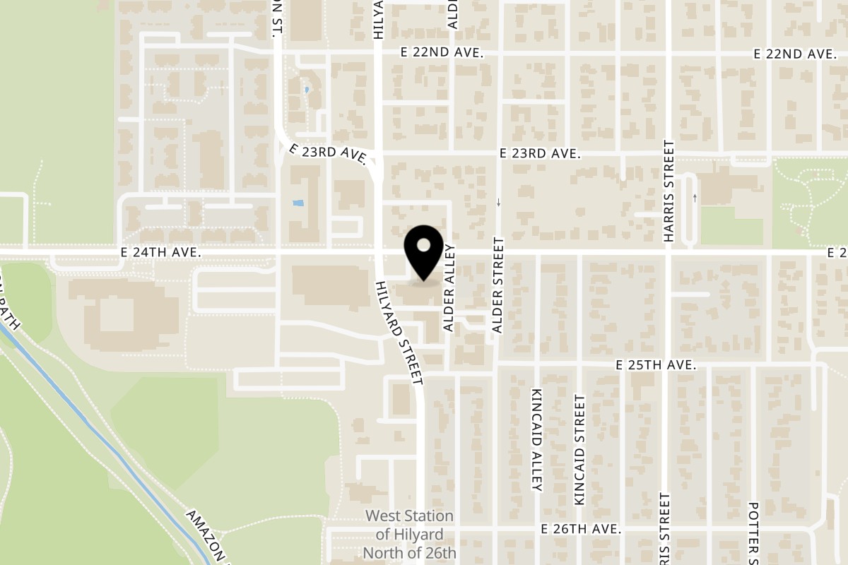 Map showing the location of Tin House Restaurant on 2435 Hilyard St B in Eugene